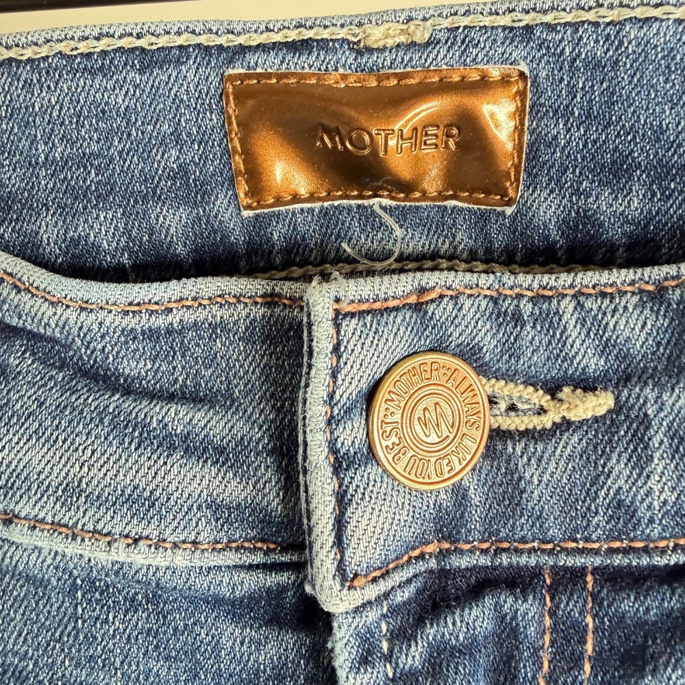 Mother The Insider Crop Step Chew High Rise Jeans 25 - Picture 4 of 8